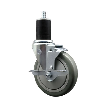 Service Caster 5'' Gray Poly Swivel 1-3/4'' Expanding Stem Caster with Brake SCC-EX20S514-PPUB-TLB-134